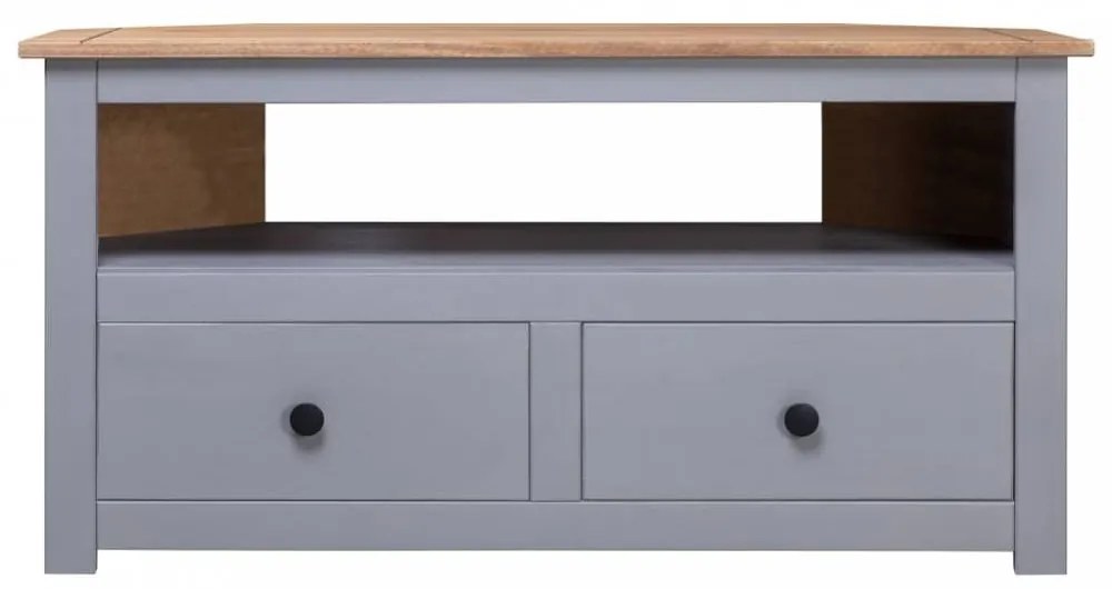 Szürke tömör fenyőfa sarok tv-szekrény 93 x 49 x 49 cm