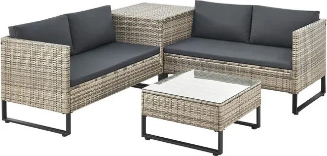 Juskys Santorini rattan kerti bútor szett - szürke