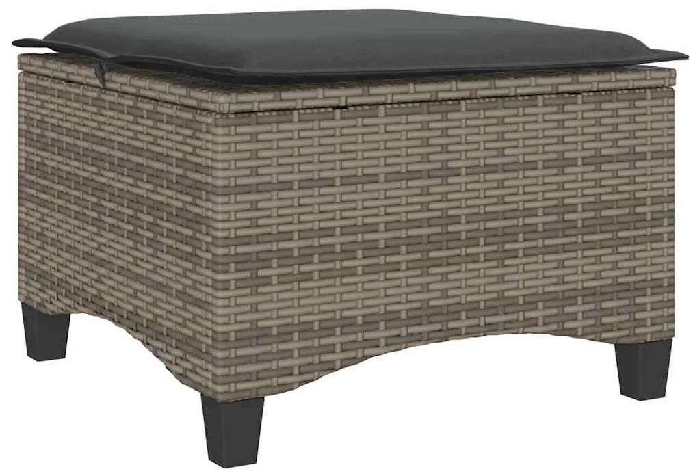 2 db szürke polirattan kerti székek párnákkal 55x55x36 cm