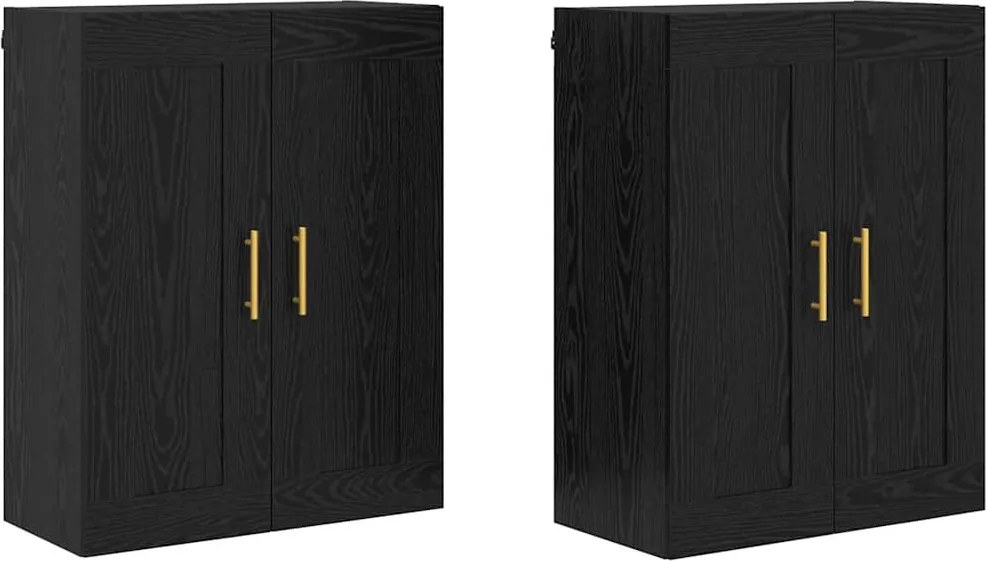 vidaXL Fali szekrény 2 pcs Fekete tölgy 69,5 x 34 x 90 cm Faanyag