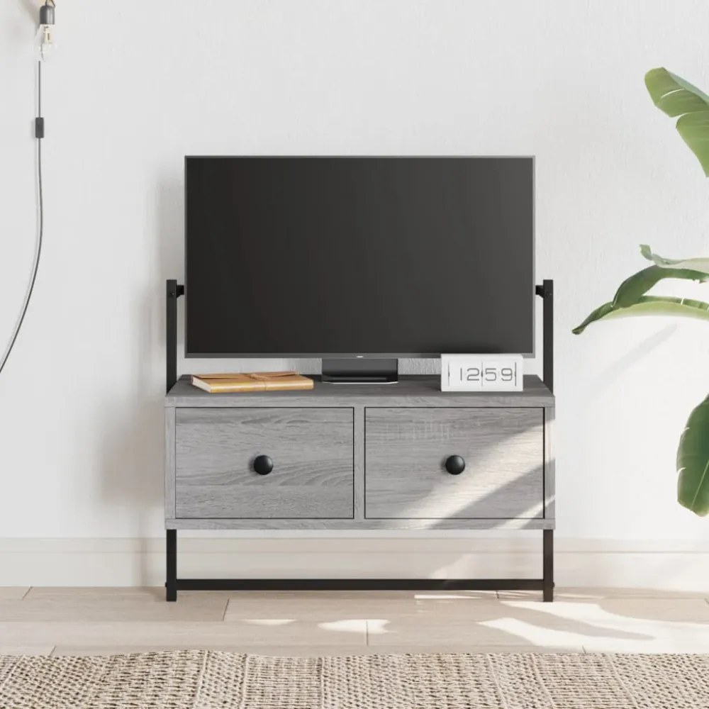 szürke sonoma szerelt fa fali TV szekrény 60,5 x 30 x 51 cm