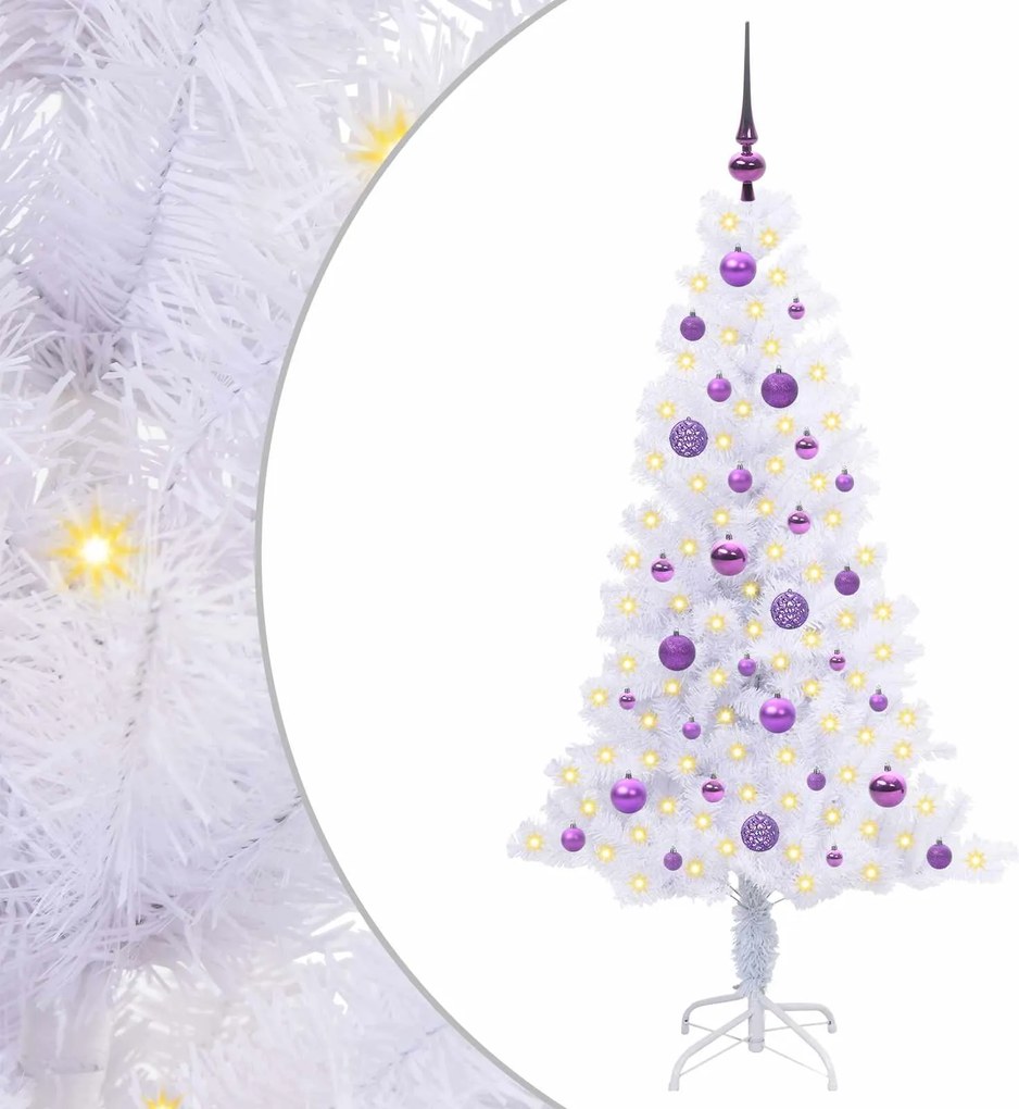 vidaXL Mű karácsonyfa 150 LED-del állvánnyal Fehér 150 cm PVC és Acél