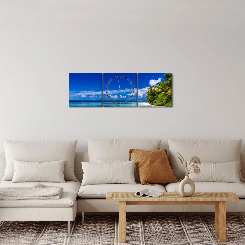Egy trópusi tengerpart képe (órával) (90x30 cm)