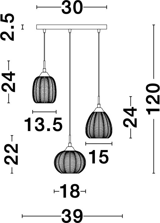 NOVALUCE 9191542 VARIO Többágú Függesztett Lámpa E27 IP20