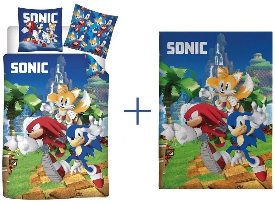 Sonic a sündisznó gyerek, ovis ágyneműhuzat és polár takaró szett