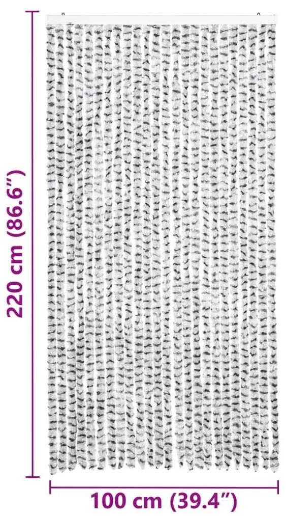 világos- és sötétszürke zsenília rovarfüggöny 100 x 220 cm