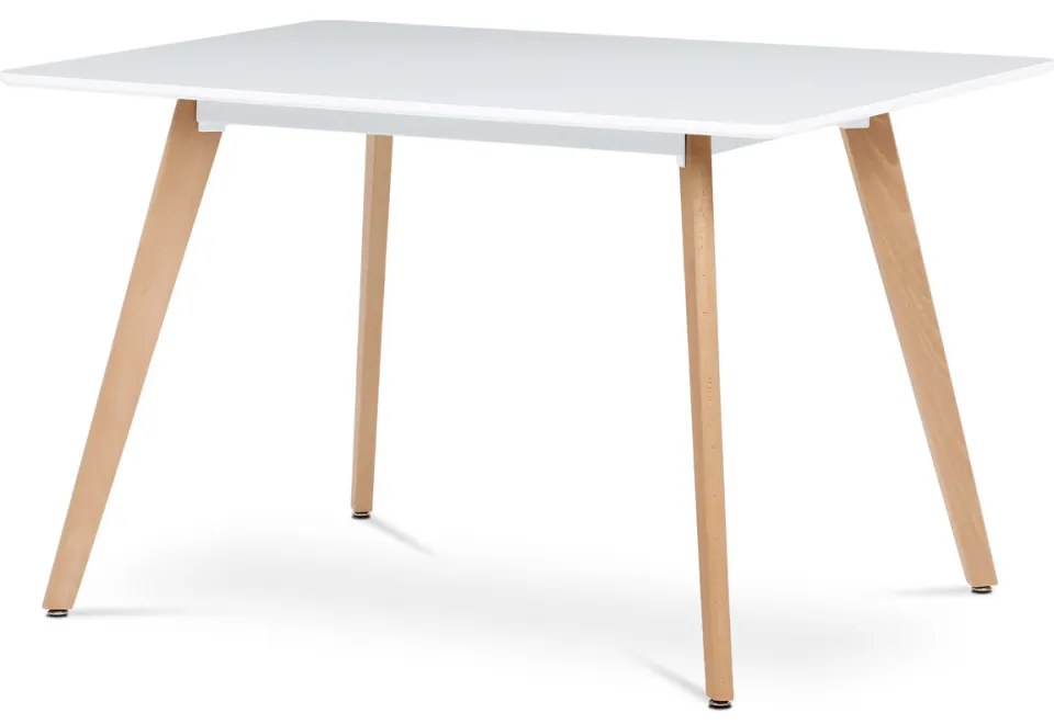 Masă de Bucătărie 120x80x74 cm, MDF, lac alb mat, picioare din fag masiv. DT-313