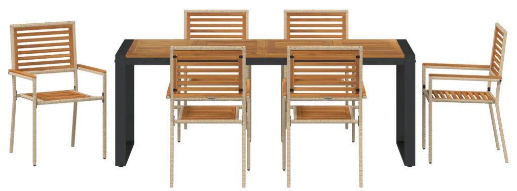 Kert étkező szett 7 pcs Beige és barna 200 x 80 x 75 cm