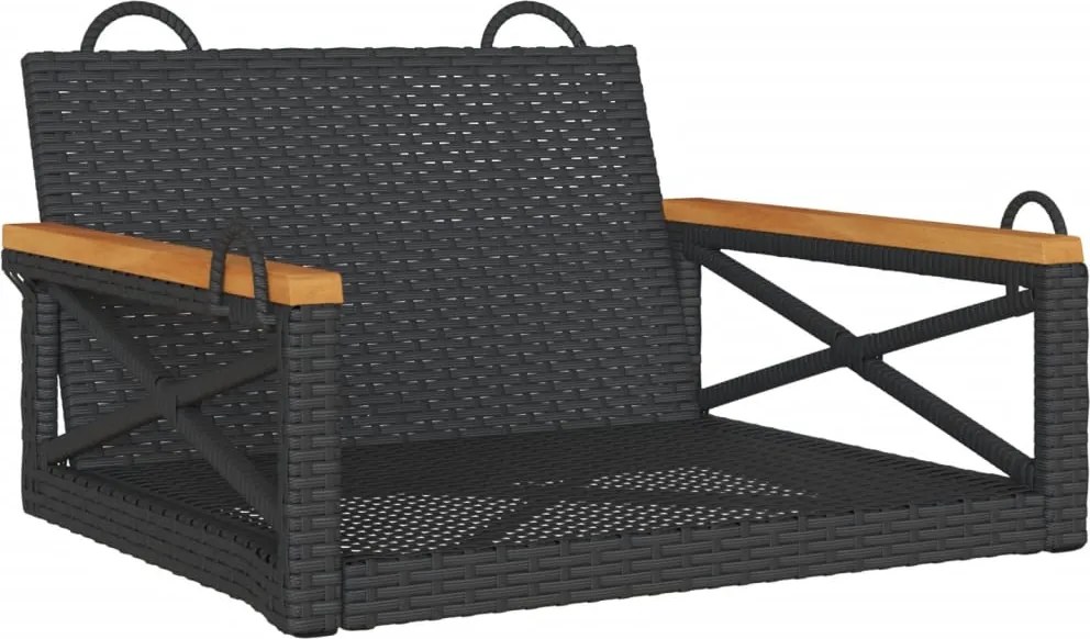 vidaXL fekete polyrattan hintapad 63 x 62 x 40 cm