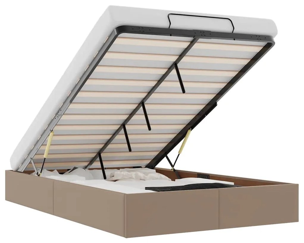 oszmán ágykeret matrac nélkül cappucino 120x190 cm műbőr