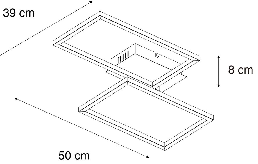 Mennyezeti lámpa négyzet alakú fekete 3 fokozatú fényerőszabályzóval - Plazas Novo
