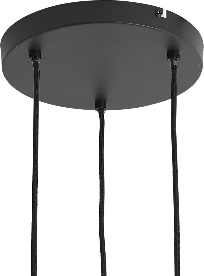 Modern függőlámpa fekete fa és matt szürke üveggel, 3 ágú - Umbra