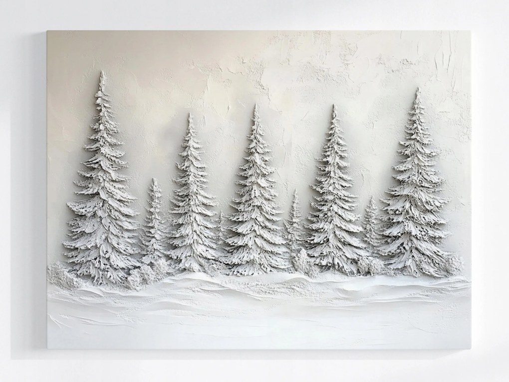 Vászonkép Canvas Szobor Gipsz Erdő Fák Lucfenyő Tél Hó 3D 100x75