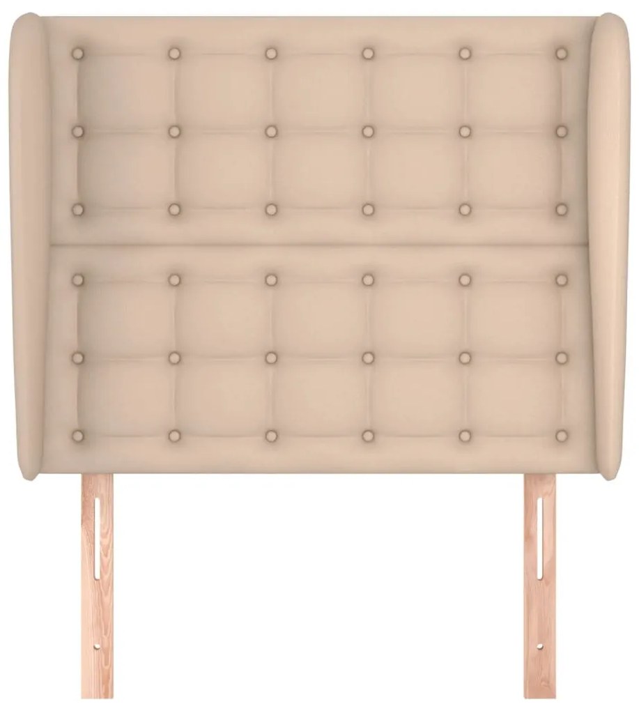 cappuccino műbőr fejtámla szárnyakkal 103x23x118/128 cm