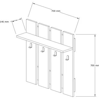 Fali fogas MITA 70x70 cm antracit/barna
