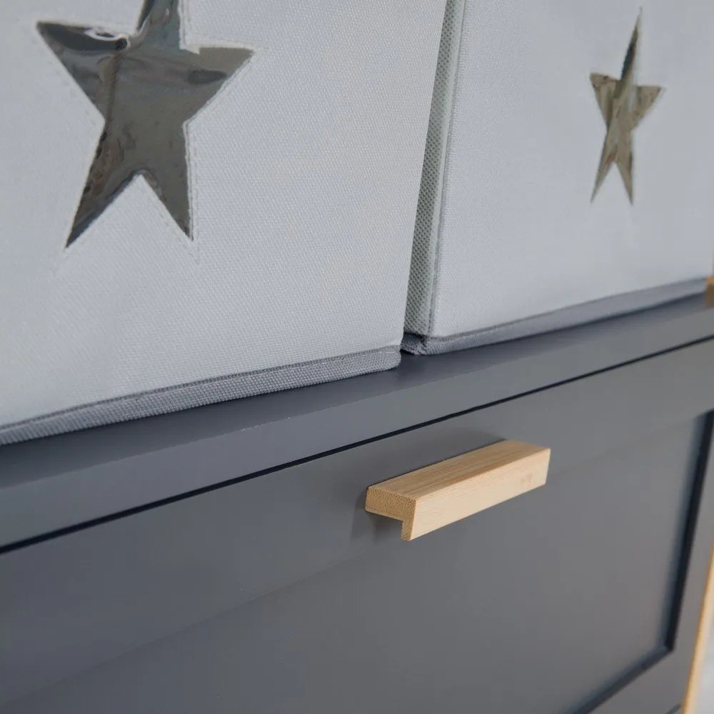 Antracitszürke alacsony gyerek komód 87x75 cm Berlin – Roba