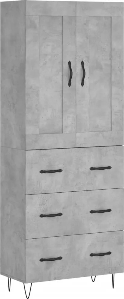 vidaXL betonszürke szerelt fa magasszekrény 69,5 x 34 x 180 cm
