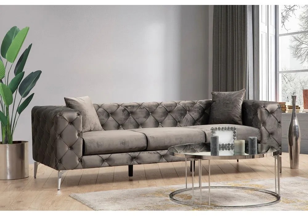 Sötétszürke bársony kanapé 237 cm Como – Balcab Home