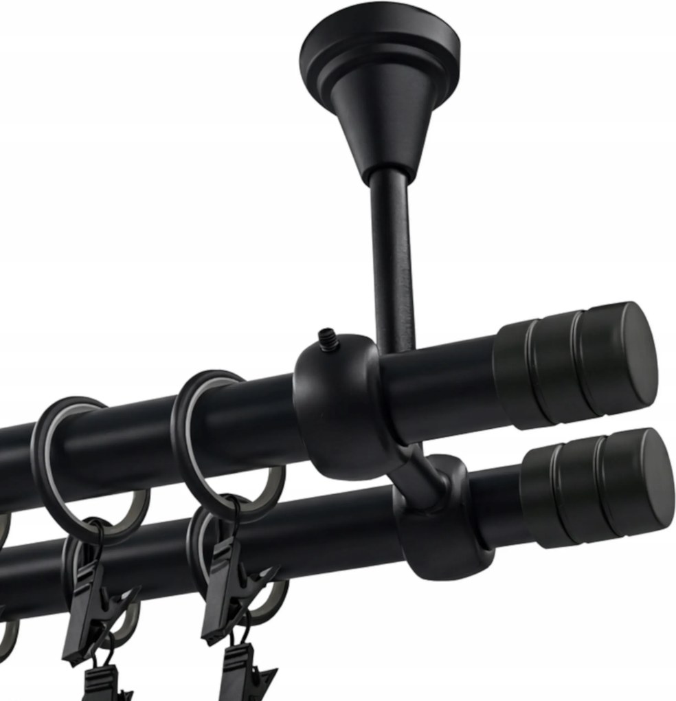 Dupla Mennyezeti Függönykarnis Fém 19+19mm Fekete 300cm Luna Marógép