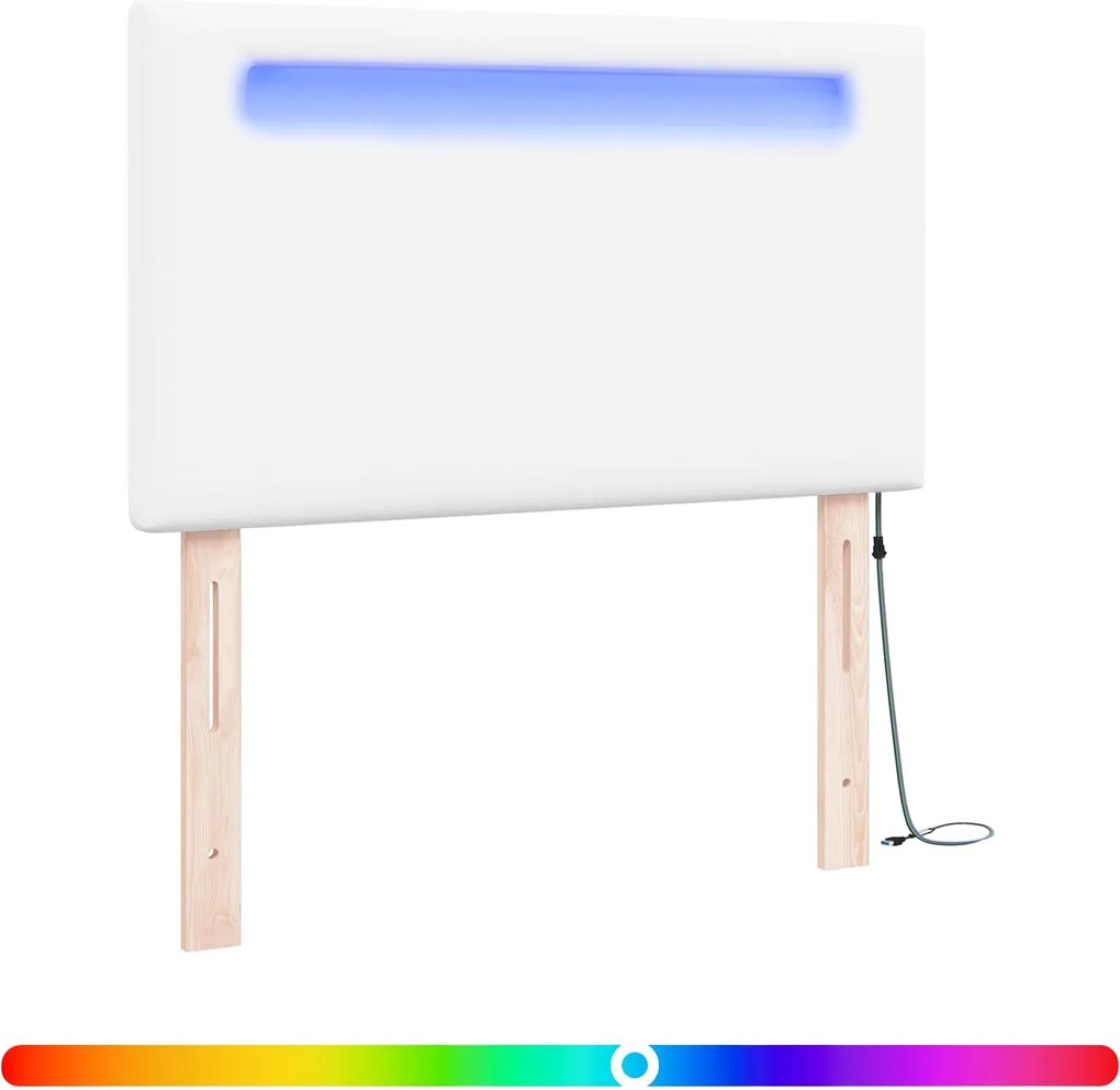 vidaXL LED ágytámla Fehér 100 cm Műbőr