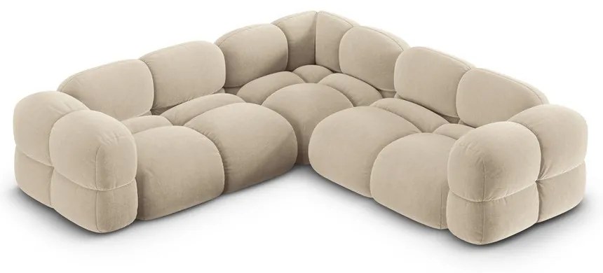 Bézs bársony sarokkanapé Loretto – Cosmopolitan Design