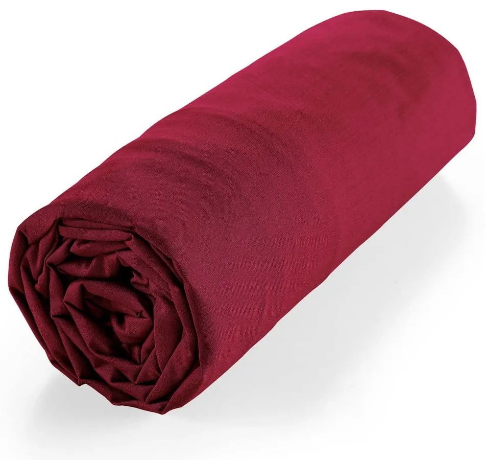 Piros gumis bio pamut lepedő 90x190 cm Biolina – douceur d'intérieur