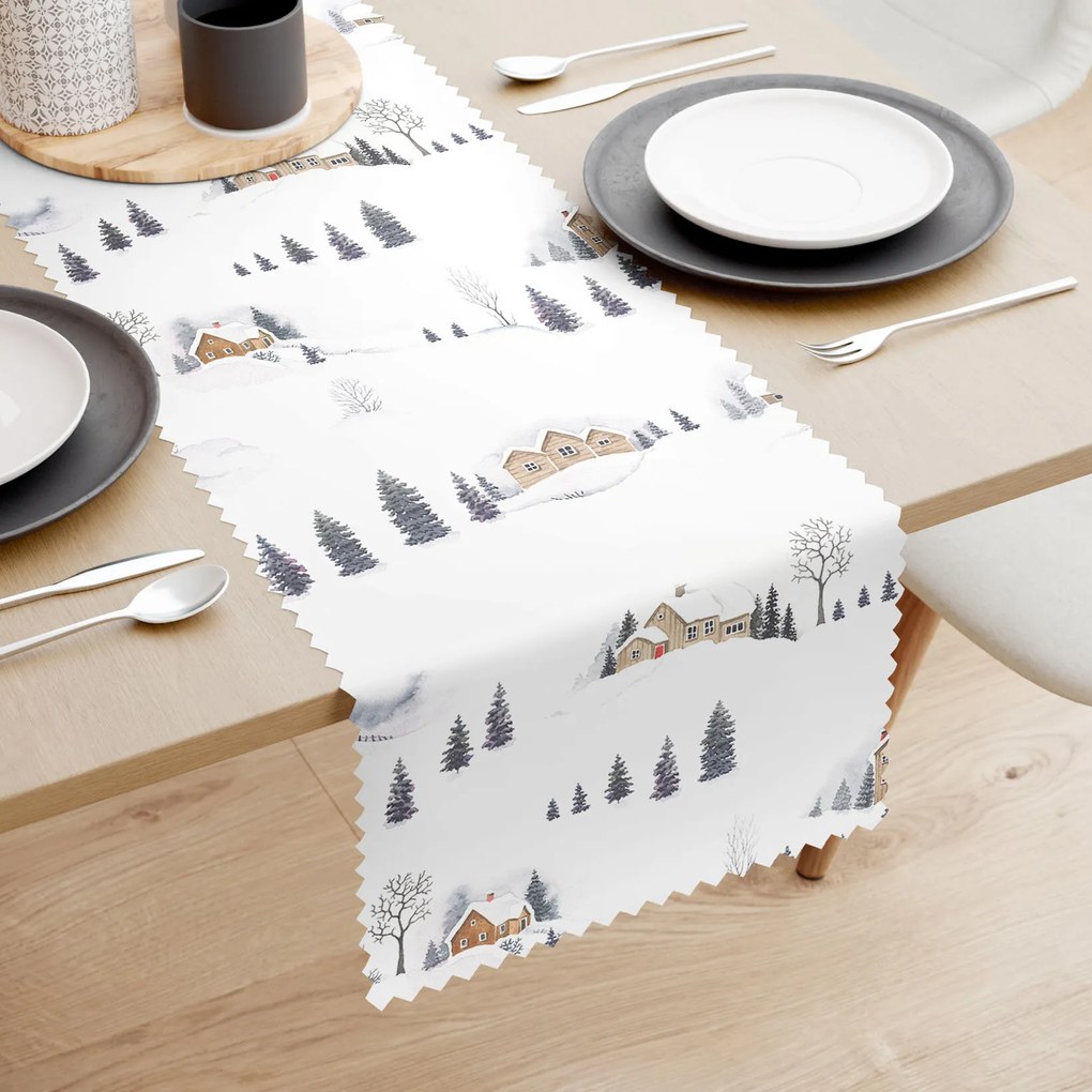 Goldea karácsonyi teflonbevonatú asztali futó - téli táj 20x120 cm