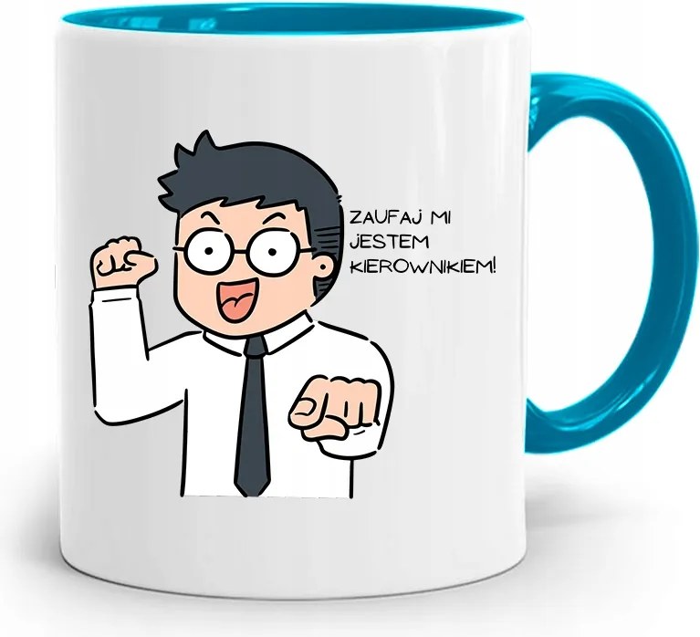 Kék Bögre A Vezetőnek Bízz Bennem Nyomtatott Fotóval
