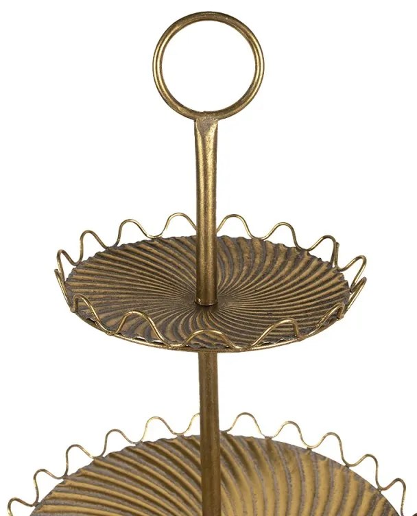 Fém két részes antik arany színű torta állvány 66 cm