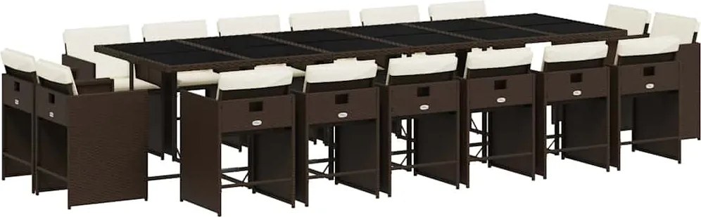 vidaXL 17 részes barna polyrattan kerti ülőgarnitúra párnákkal