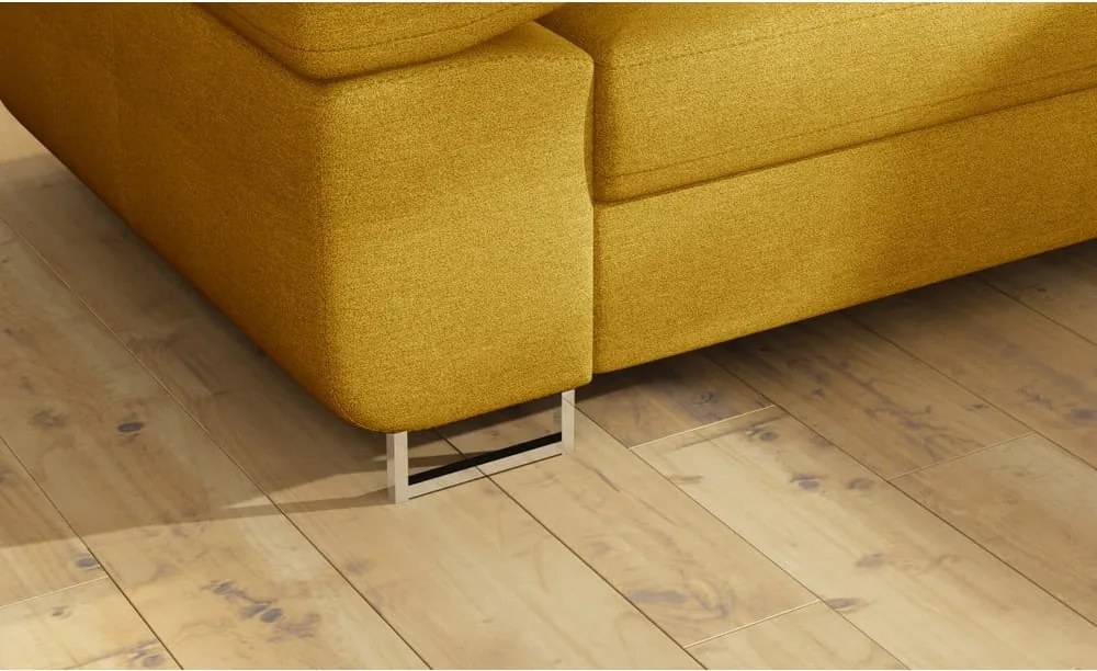 Sárga kinyitható-tárolóhelyes sarokkanapé (jobb oldali-L alakú) Anton – ELTAP