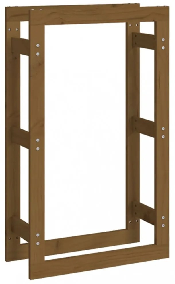 mézbarna tömör fenyőfa tűzifatartó állvány 60 x 25 x 100 cm