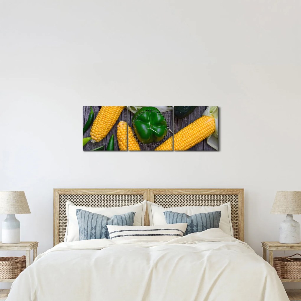 Zöldség képe (órával) (90x30 cm)