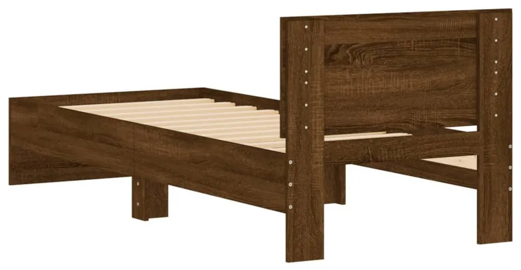 barna tölgy színű fejtámlás ágykeret matrac nélkül 90 x 200 cm
