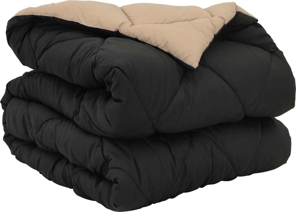 vidaXL Teljes éves takaró Fekete és Taupe 200 x 140 cm Mikroszál