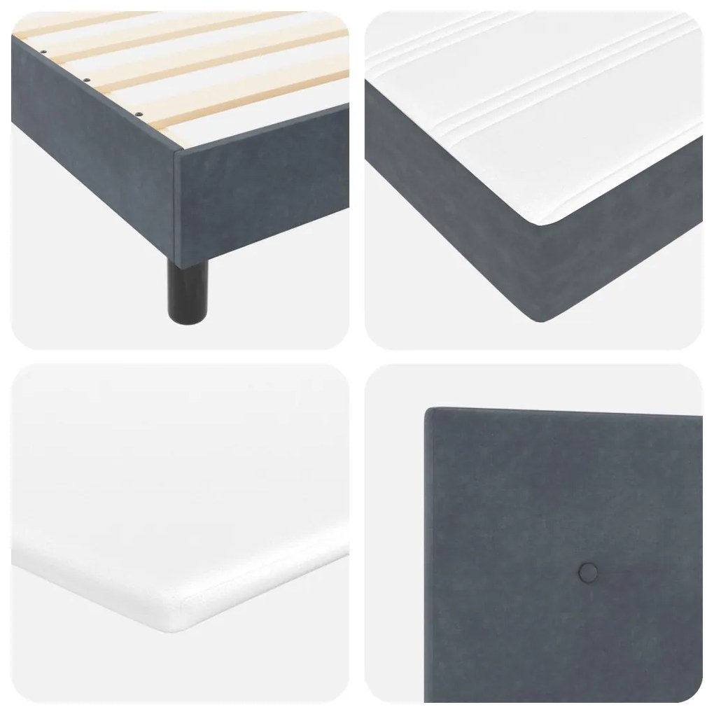 Boxspring Ágy Matraccal Sötétszürke 140x190 cm Bársonyos