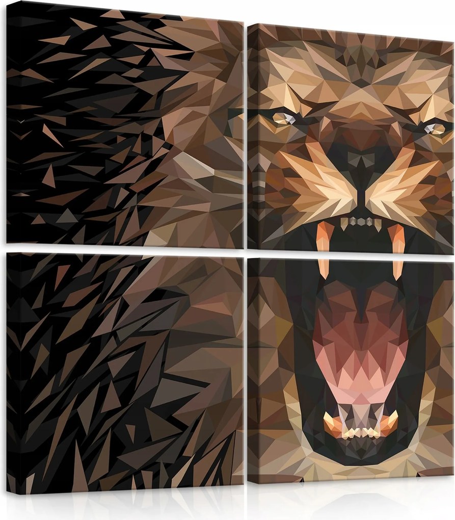 Vászonkép 50x50 Oroszlán geometrikus poligonális low-poly erő absztrakt