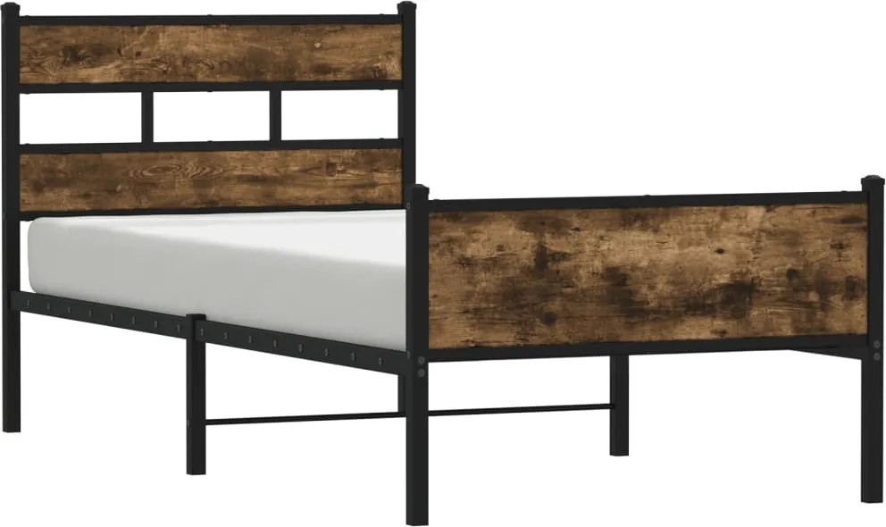 vidaXL füstös tölgy színű szerelt fa ágykeret matrac nélkül 75x190 cm