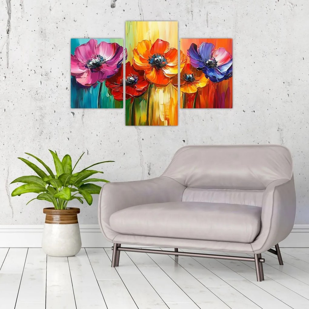 Kép - Öt színes virág (90x60 cm)