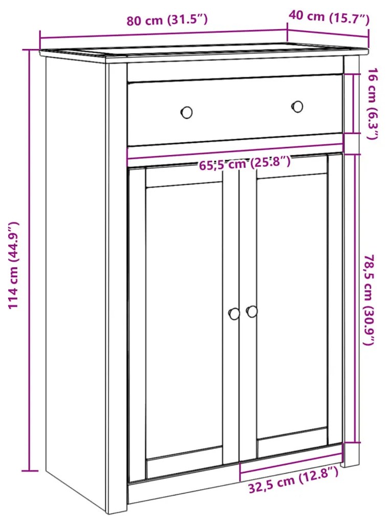 vidaXL Panama tömör fenyőfa cipőtároló szekrény 80 x 40 x 114 cm