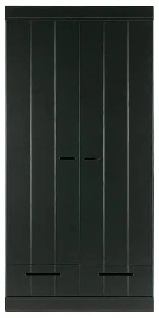 Connect fekete ruhásszekrény borovi fenyő konstrukcióval, szélesség 94 cm - WOOOD