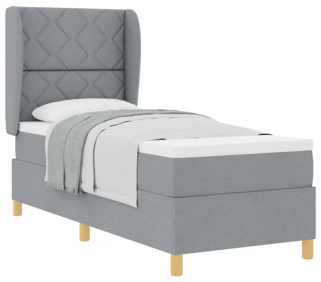 Boxspring Ágy Matrac Hajnali Szürke 80x200 cm Szövet