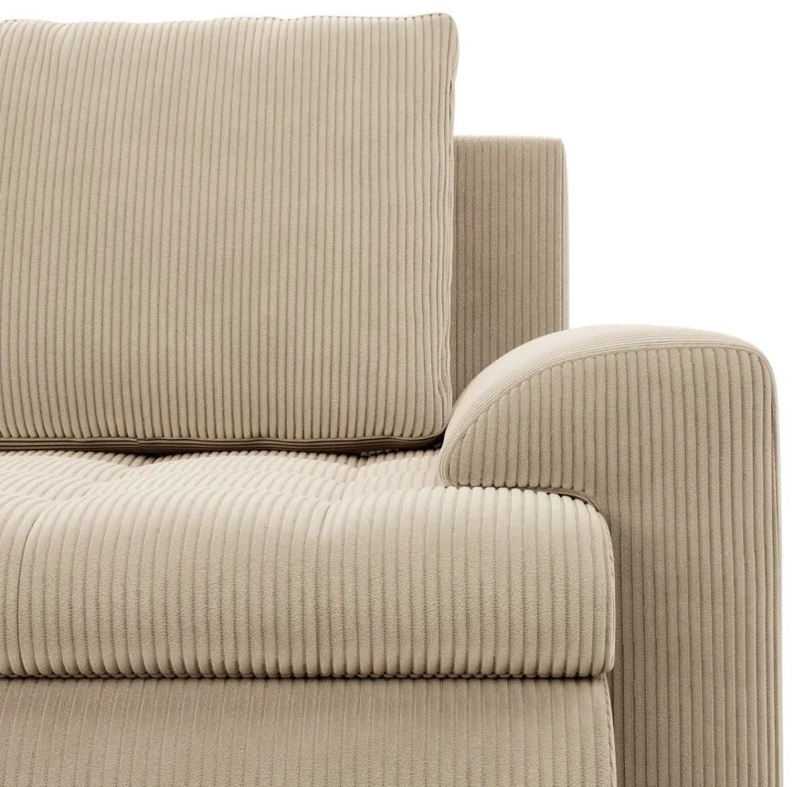 Tokio sarokkanapé, 2 ágyneműtartóval, kordbársony, baloldali, bézs