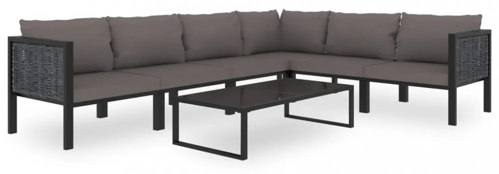 antracitszürke polyrattan sarokkanapé-elem bal oldali karfával