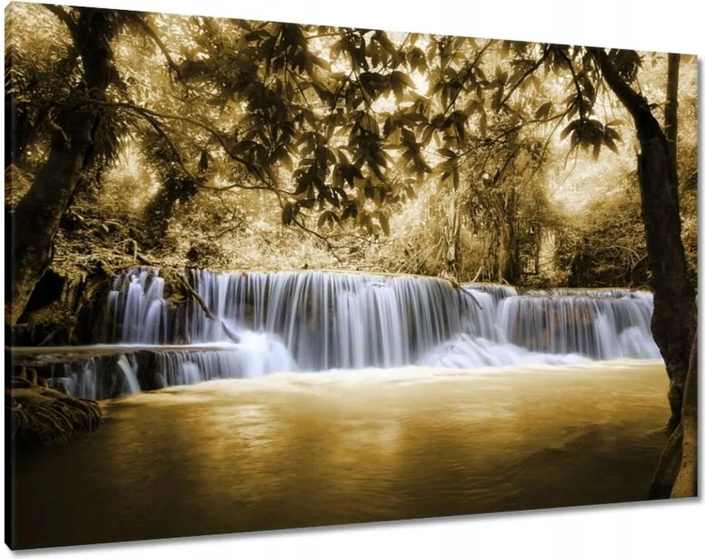 Vászonkép 100x70 Vízesés szépia színben