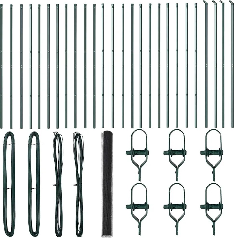 vidaXL Kerítésoszlop Szürke 50 x 1,5 m (36 mm háló) Acél és PVC