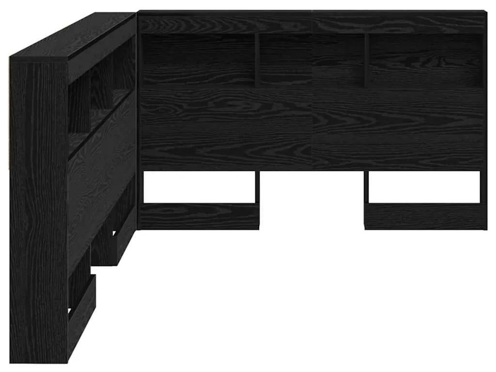 Tároló fejtámla polcokkal tárolóval Musta tammi 120 cm Faanyag