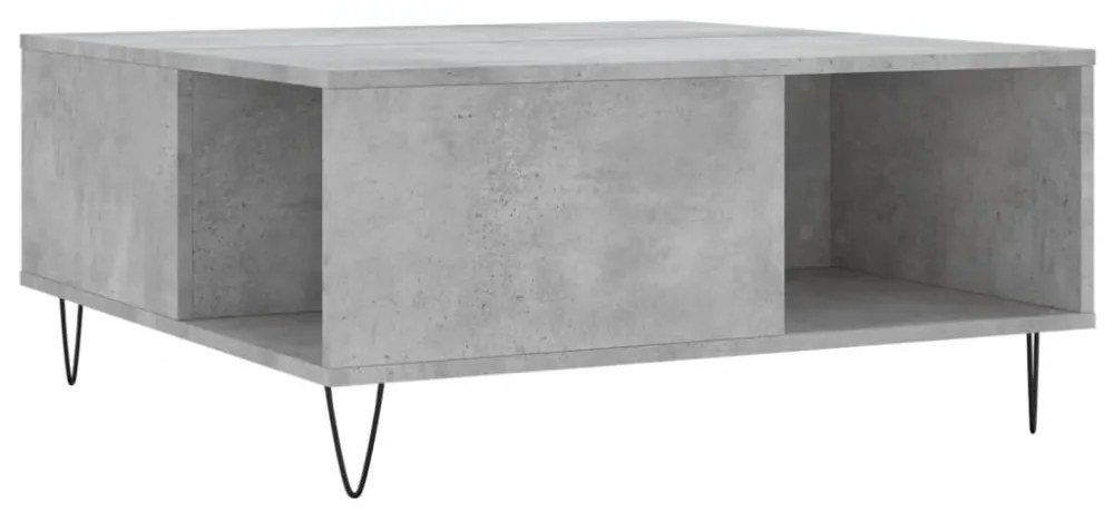 betonszürke szerelt fa dohányzóasztal 80x80x36,5 cm