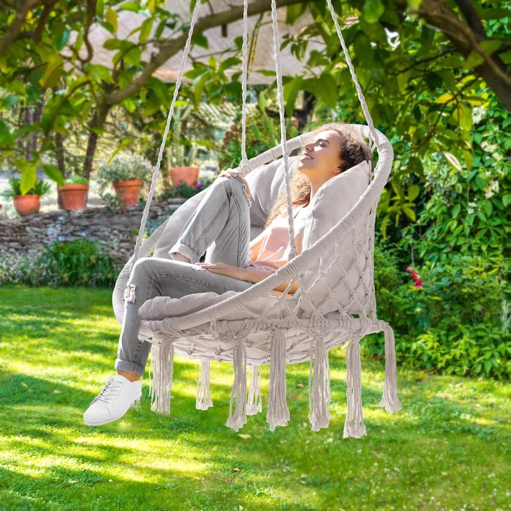 Jurhan BOHO függőszék párnával, Ø61cm, bézs