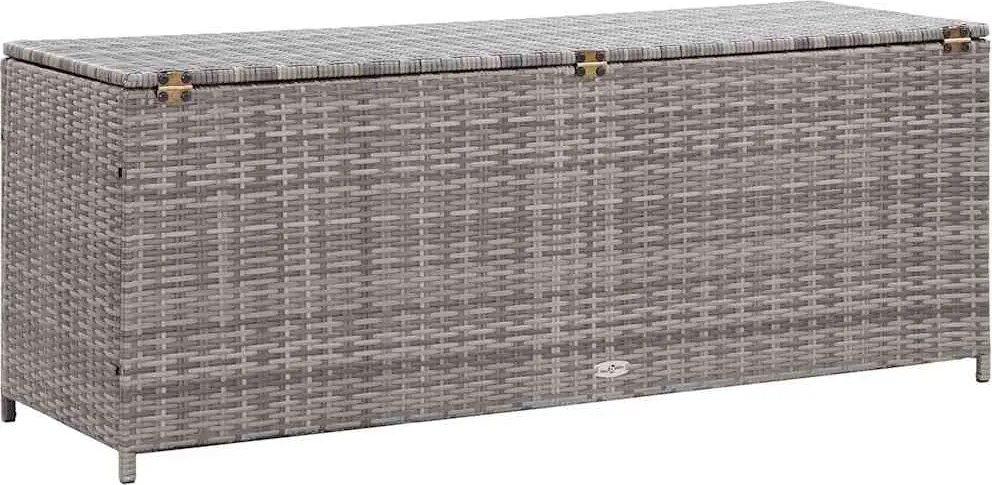 Szürke Polyrattan Kerti Tárolóláda 150 X 50 X 60 Cm